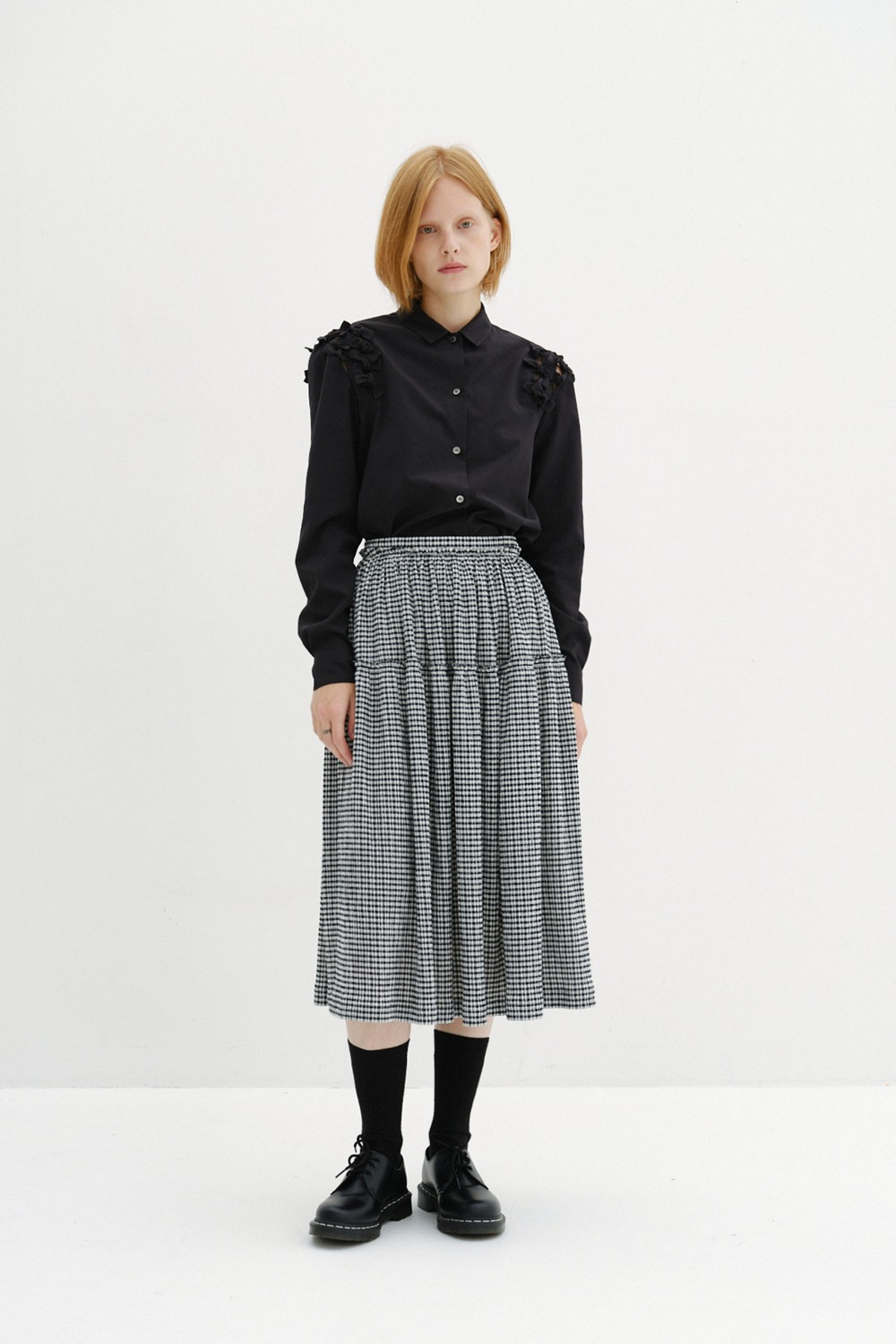 Double Shirring Skirt_BKCH